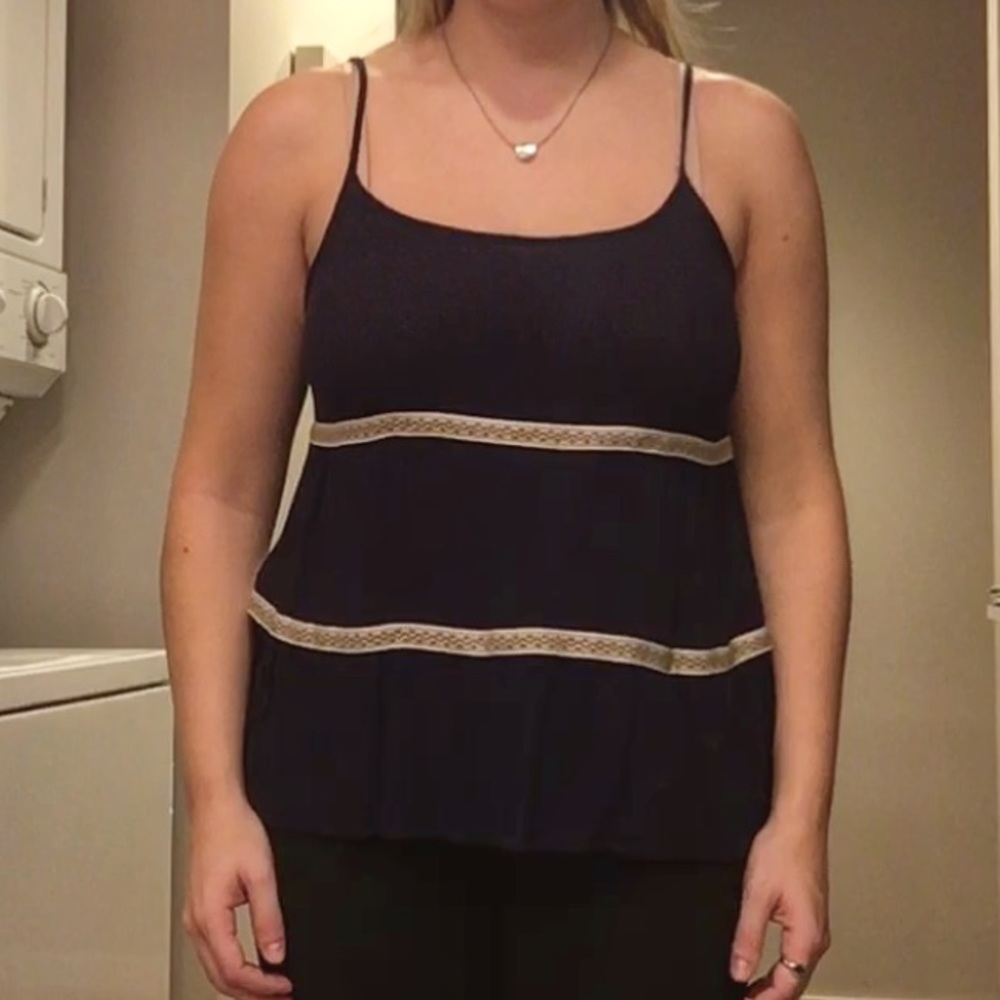 Navy blue tank with stripes size M